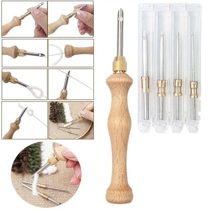 Adjustable Knitting Embroidery Pen Kit with Punch Needle Weaving Tools for DIY Sewing and Craft Projects