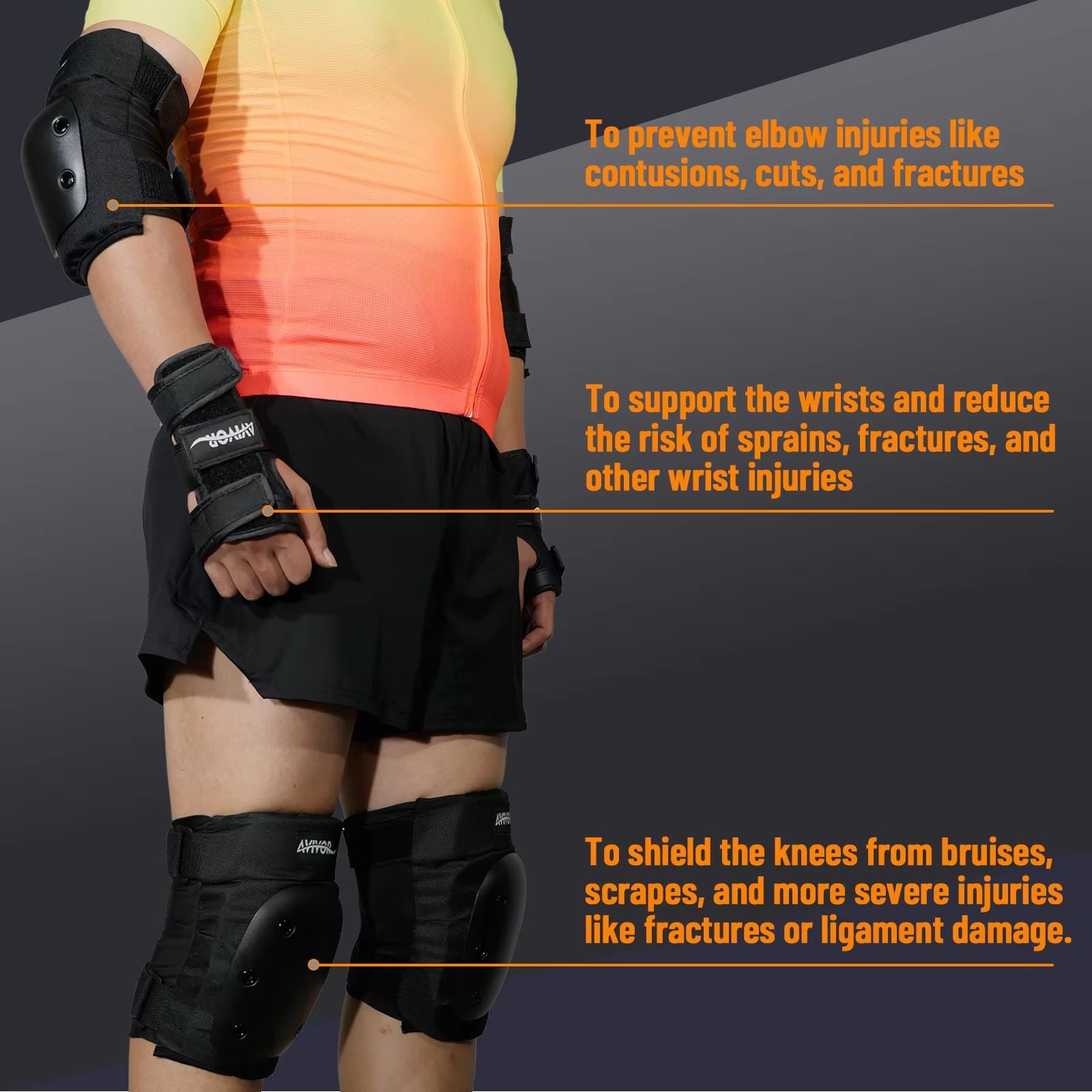 AVIVOR Protective Gear Set  Knee Pads Elbow Pads  Wrist Guards For Skating Skateboarding Roller Der 1