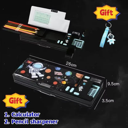 MultiFunctional Stationery Box For Students  Magnetic DoubleSided Pencil Case With Calculator  Shar 3