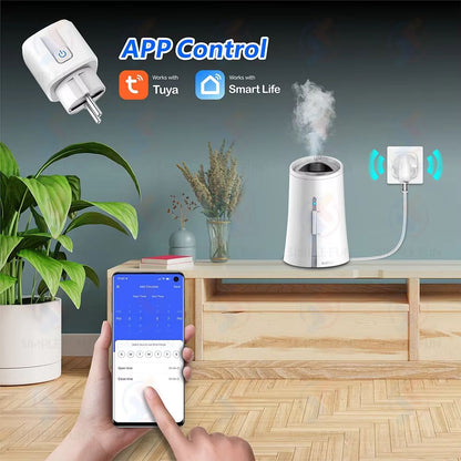 Tuya WiFi Smart Socket EU FR Plug 16A  Power Monitoring  State Memory Works With Alexa  Google Home 3