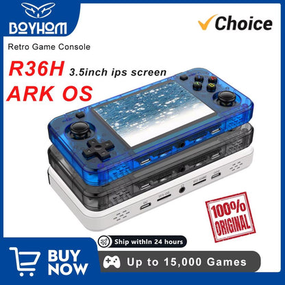BOYHOM R36H Retro Handheld Console – Open-Source Linux System with 3.5inch IPS Screen Portable Game Player