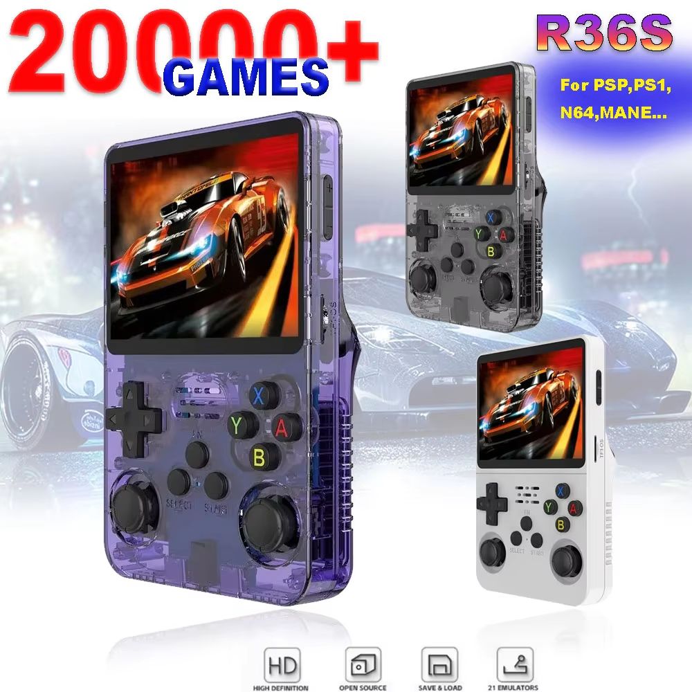 R36S Handheld Retro Game Console – 3.5inch IPS Screen, 64G Linux Open-Source Portable Video Player