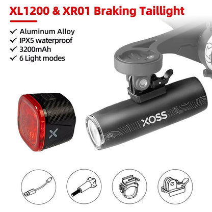 XOSS XL1200 Bike Headlight  2003000 Lumen Waterproof Rechargeable Front Bicycle Light With Aluminum 7