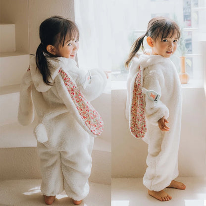 Winter Baby Romper Jumpsuit, Cute Hooded Rabbit Pajamas for Newborn Boys & Girls