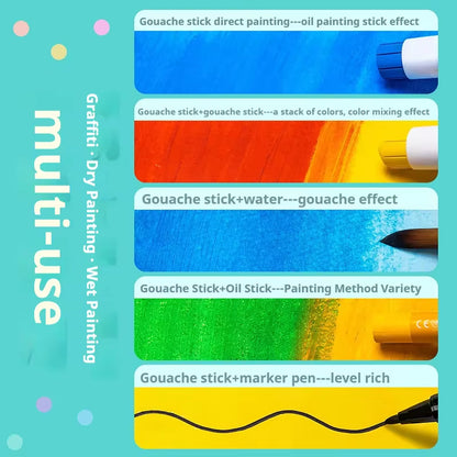 Colors Artist Soft Solid Gouache Paint Sticks Pastels Crayon Set Washable Non Toxic Graffiti Drawin 4