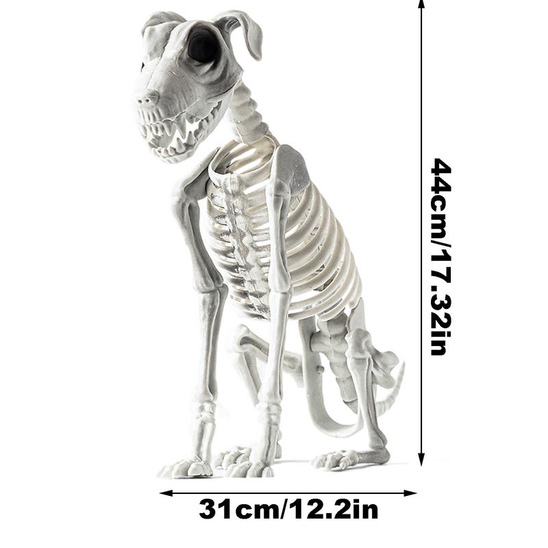 Realistic Halloween Skeleton Dog Posable Spooky Pet Decor For Haunted Yard  Party Creepy Skull Bone 5