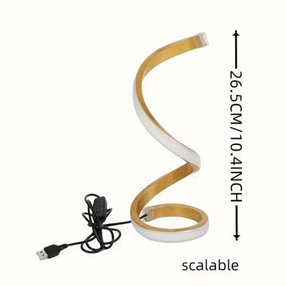 Modern Spiral LED Table Lamp With USB  Adjustable Brightness Warm White Light For Bedroom Living Ro 6