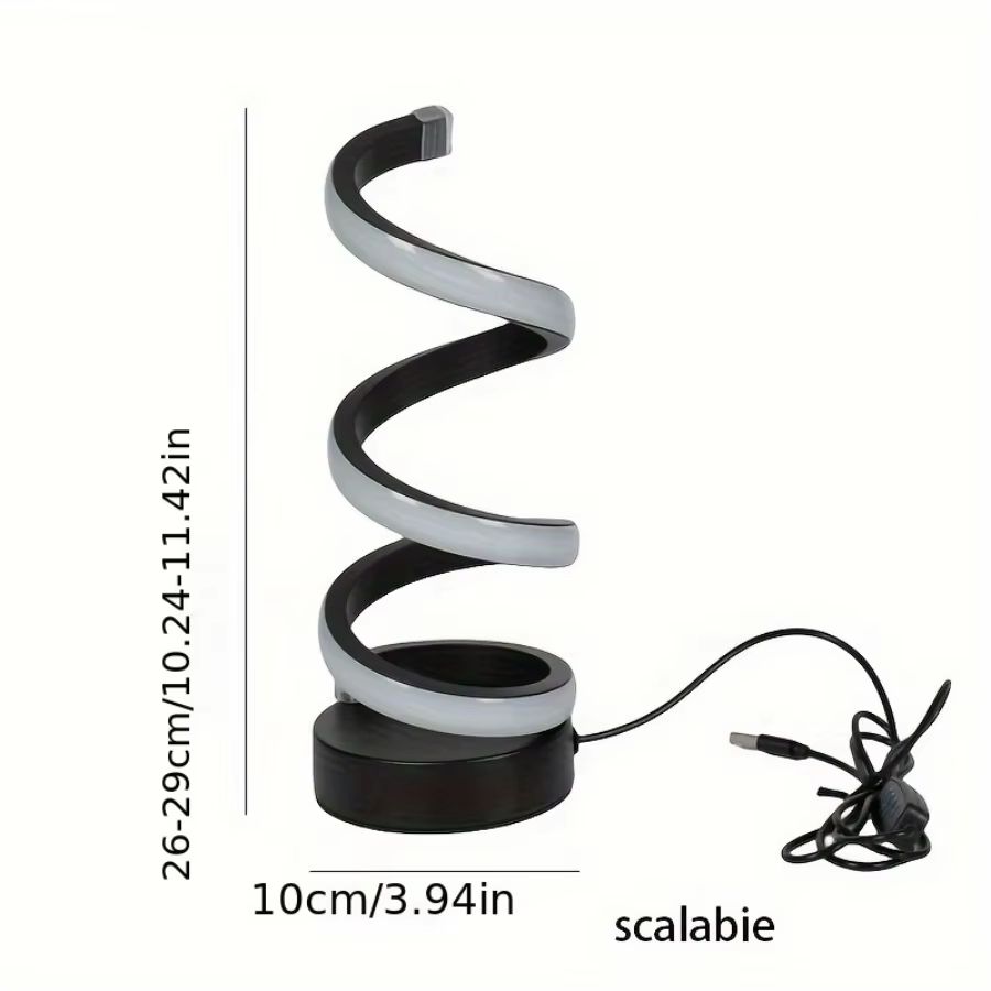 Modern Spiral LED Table Lamp With USB  Adjustable Brightness Warm White Light For Bedroom Living Ro 7