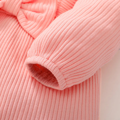 Newborn Baby Girl Romper Outfit Long Sleeved Ruffle Bodysuit With Headband For Autumn  Winter 2