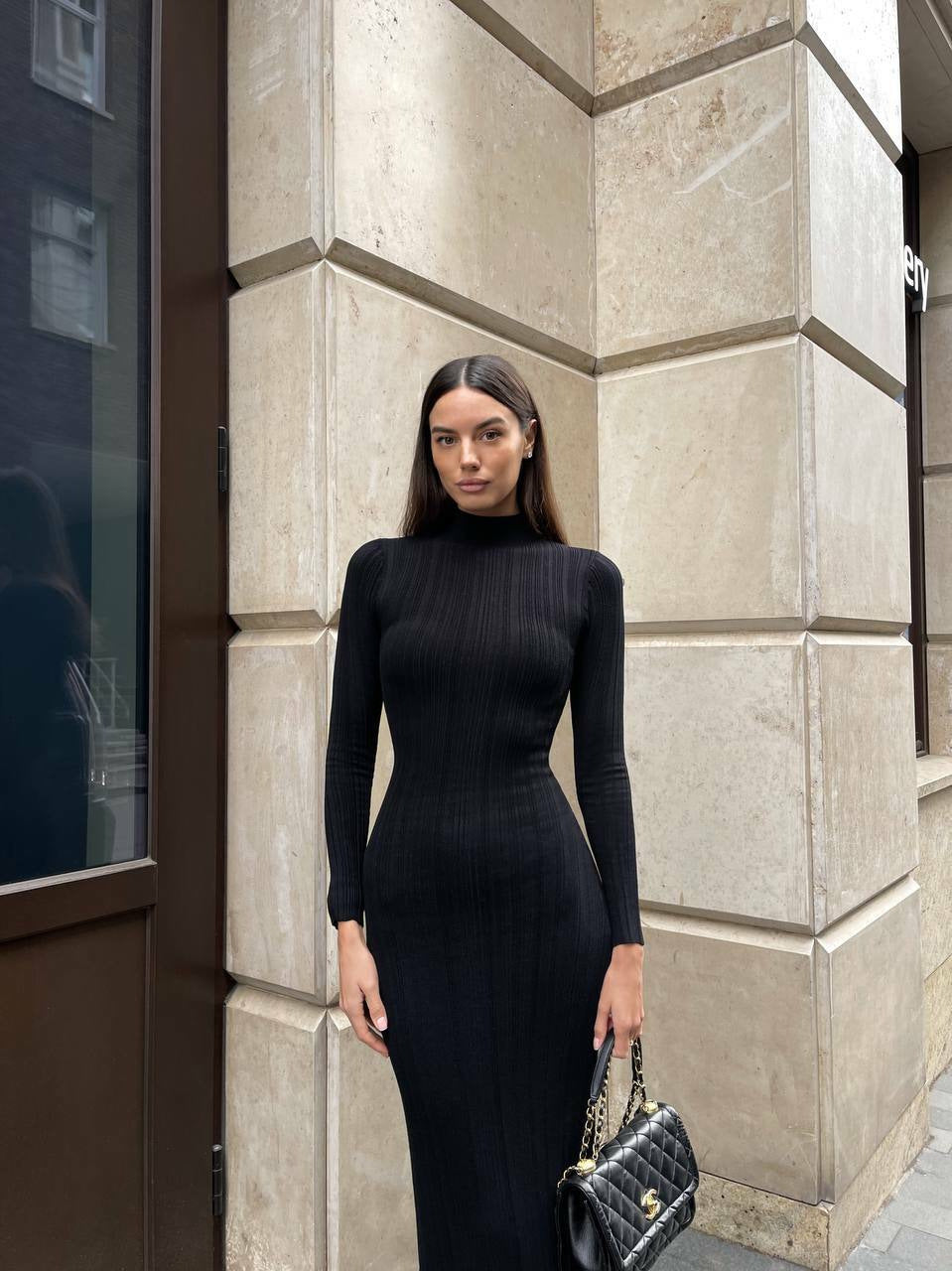 Women Knitted Long Sleeved Sweater Dress Autumn Winter Sexy Slim Fit, Striped High Elasticity Female Vestidos Outfit