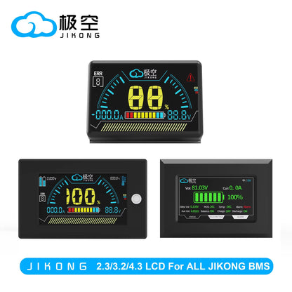JIKONG LCD Display Screen for BMS – 2.3/3.2/4.3 Inch with 120cm Cable & Mounting Kit