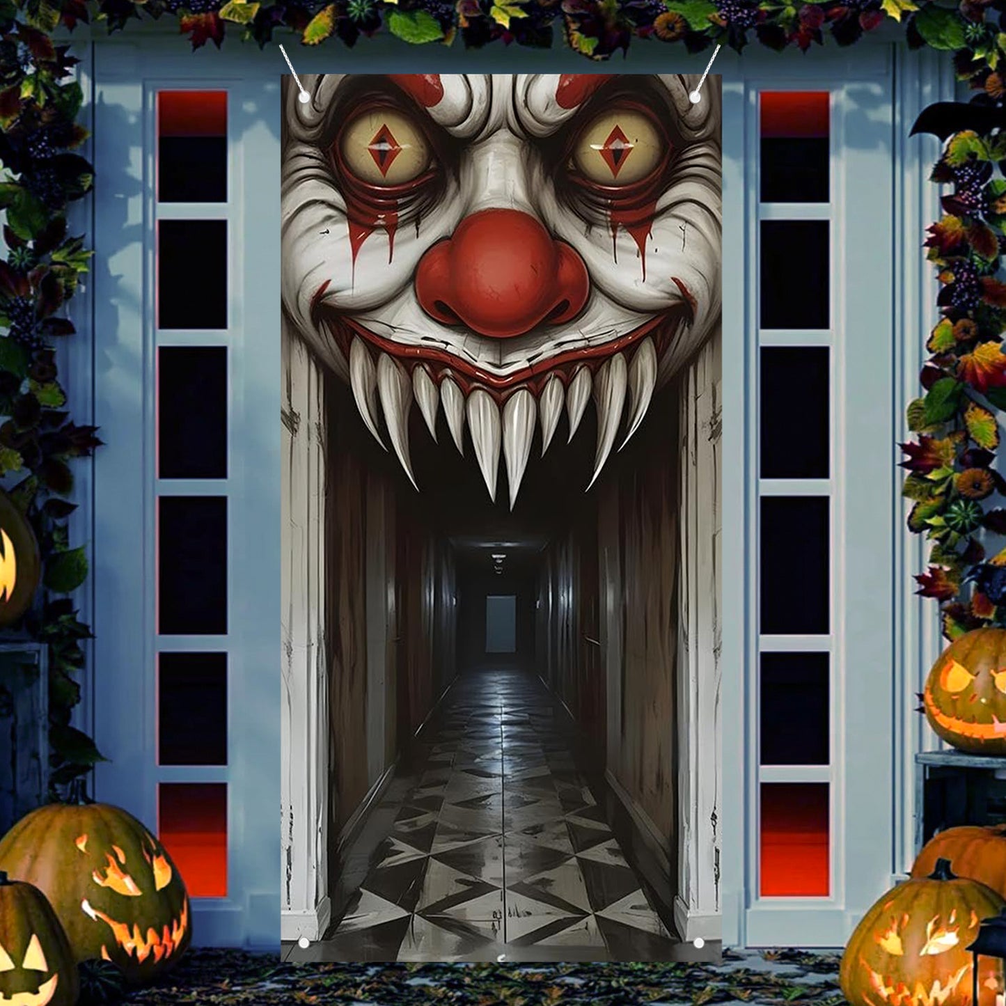 Ultimate Spooky Witch  Zombie Halloween Door Cover IndoorOutdoor Haunted House Wall Decor With 2D S 5