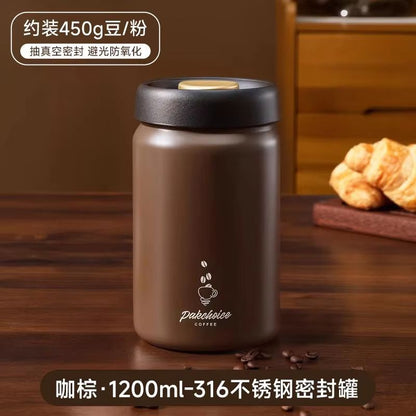 Vacuum Sealed Stainless Steel Coffee Storage Jar  500ml  900ml  1200ml LightProof Container For Bea 11