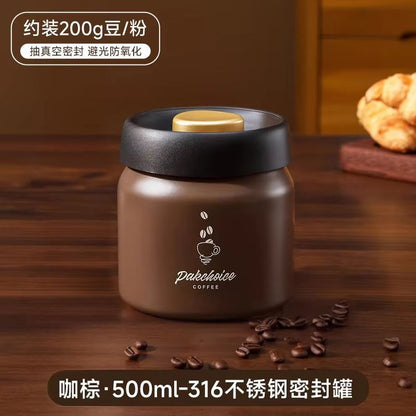 Vacuum Sealed Stainless Steel Coffee Storage Jar  500ml  900ml  1200ml LightProof Container For Bea 6
