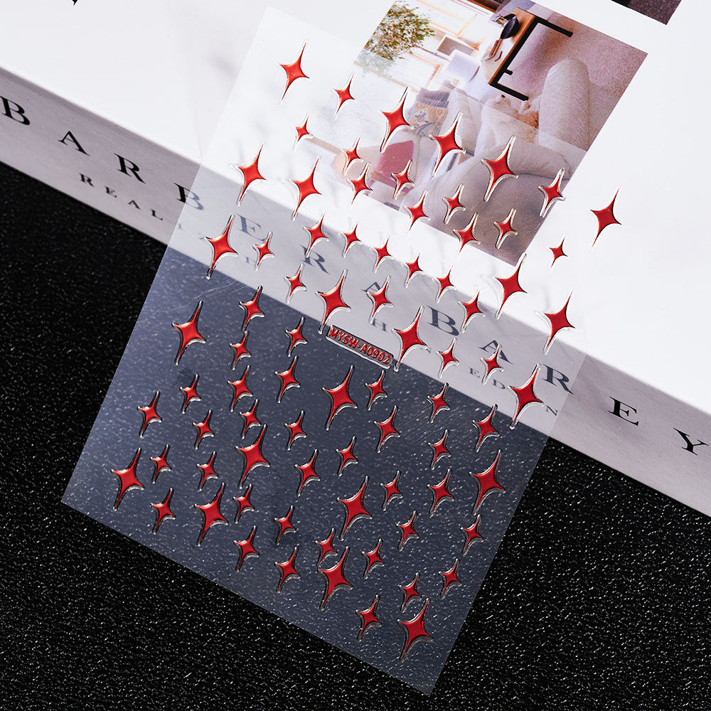 3D Gold Sun Moon Star Bronzing Nail Art Sticker, Laser Star Moon Design, Self-Adhesive Slider Decals in Gold, Silver