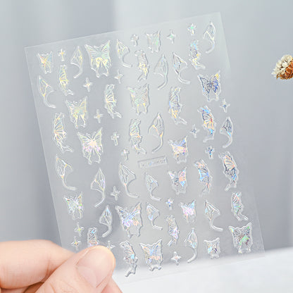 3D Gold Sun Moon Star Bronzing Nail Art Sticker, Laser Star Moon Design, Self-Adhesive Slider Decals in Gold, Silver