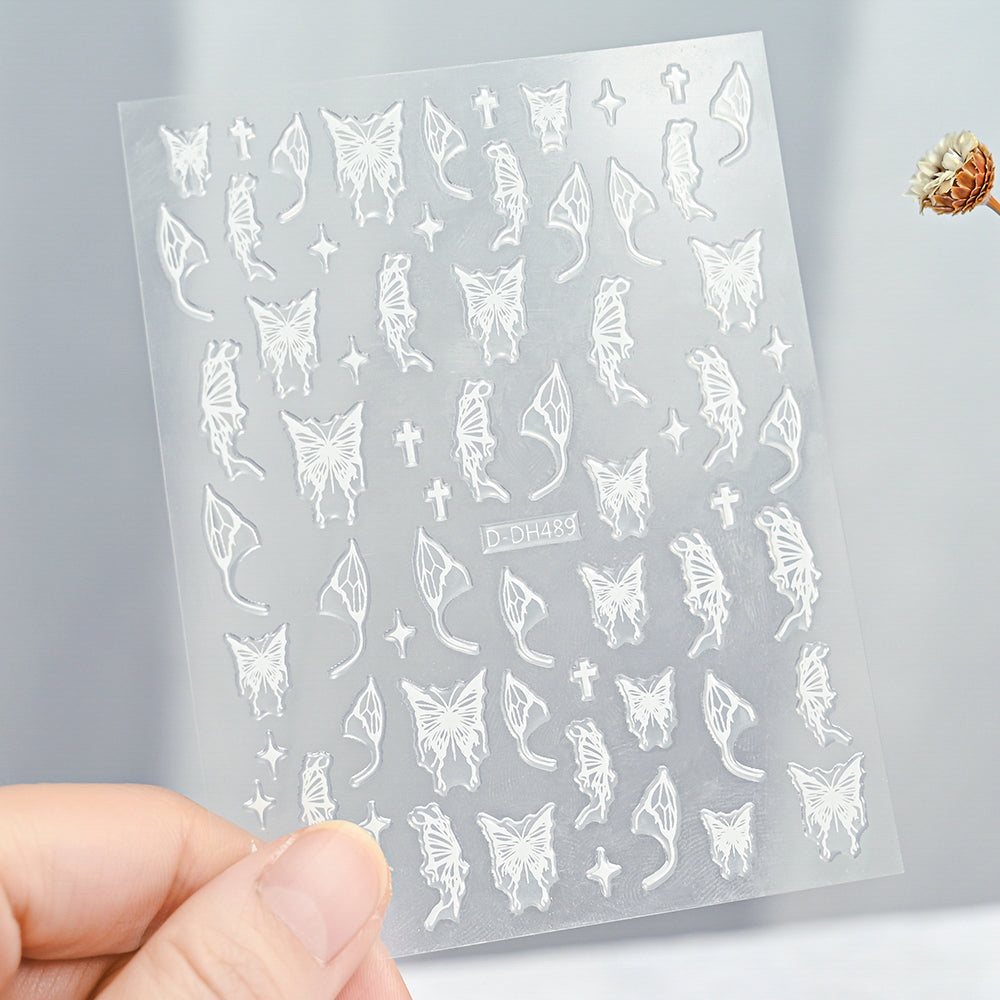 3D Gold Sun Moon Star Bronzing Nail Art Sticker, Laser Star Moon Design, Self-Adhesive Slider Decals in Gold, Silver