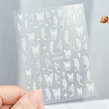 3D Gold Sun Moon Star Bronzing Nail Art Sticker, Laser Star Moon Design, Self-Adhesive Slider Decals in Gold, Silver