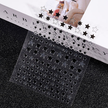3D Gold Sun Moon Star Bronzing Nail Art Sticker, Laser Star Moon Design, Self-Adhesive Slider Decals in Gold, Silver