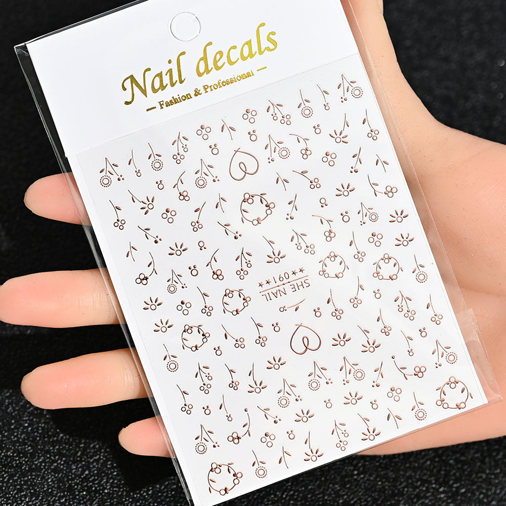 3D Gold Sun Moon Star Bronzing Nail Art Sticker, Laser Star Moon Design, Self-Adhesive Slider Decals in Gold, Silver
