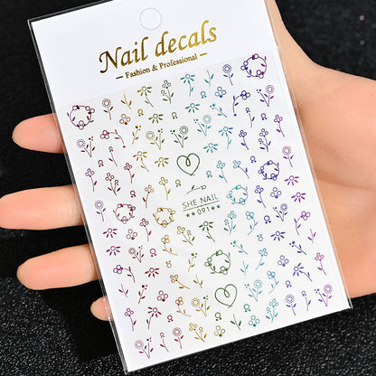 3D Gold Sun Moon Star Bronzing Nail Art Sticker, Laser Star Moon Design, Self-Adhesive Slider Decals in Gold, Silver