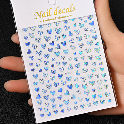 3D Gold Sun Moon Star Bronzing Nail Art Sticker, Laser Star Moon Design, Self-Adhesive Slider Decals in Gold, Silver