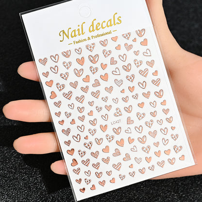 3D Gold Sun Moon Star Bronzing Nail Art Sticker, Laser Star Moon Design, Self-Adhesive Slider Decals in Gold, Silver