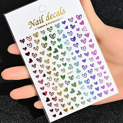 3D Gold Sun Moon Star Bronzing Nail Art Sticker, Laser Star Moon Design, Self-Adhesive Slider Decals in Gold, Silver