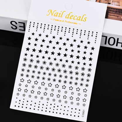3D Gold Sun Moon Star Bronzing Nail Art Sticker, Laser Star Moon Design, Self-Adhesive Slider Decals in Gold, Silver