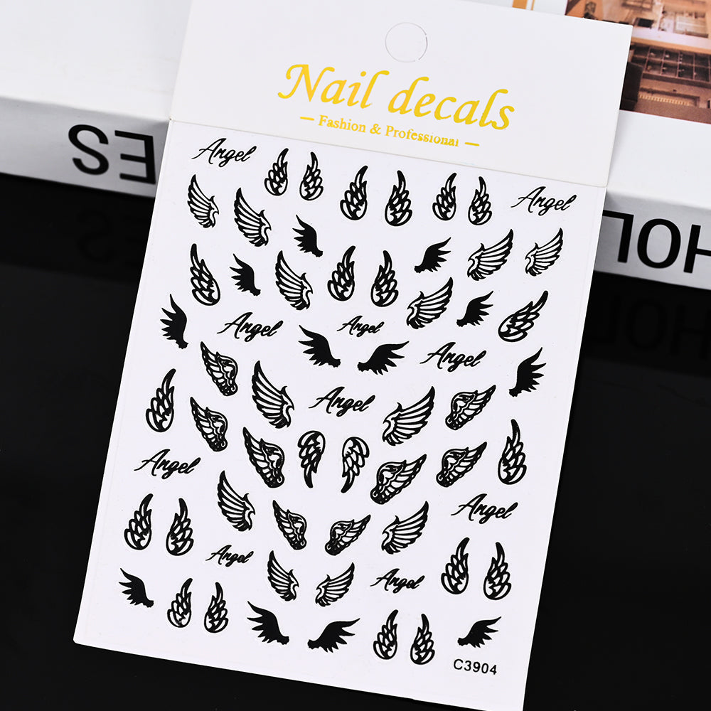 3D Gold Sun Moon Star Bronzing Nail Art Sticker, Laser Star Moon Design, Self-Adhesive Slider Decals in Gold, Silver