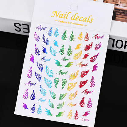 3D Gold Sun Moon Star Bronzing Nail Art Sticker, Laser Star Moon Design, Self-Adhesive Slider Decals in Gold, Silver