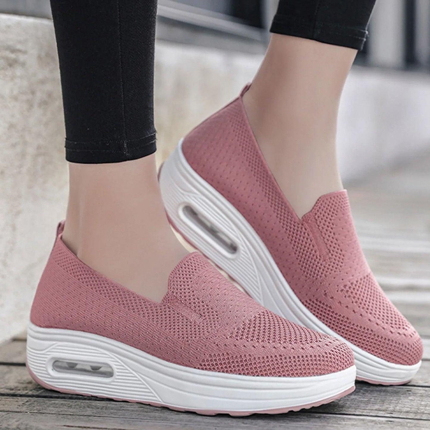 Women Slip On Mesh Walking Sneakers Lightweight Casual Jogging Shoes