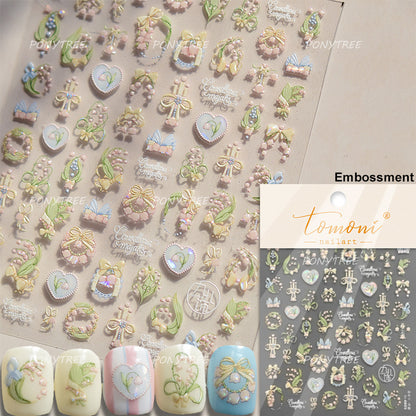 Flowers Blooming Cherry Blossom Sakura Nail Art Stickers, 5D Soft Relief Spring Adhesive Manicure Decals for a Chic