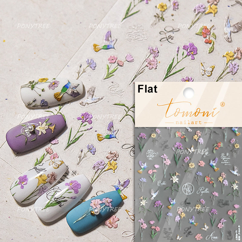 Flowers Blooming Cherry Blossom Sakura Nail Art Stickers, 5D Soft Relief Spring Adhesive Manicure Decals for a Chic