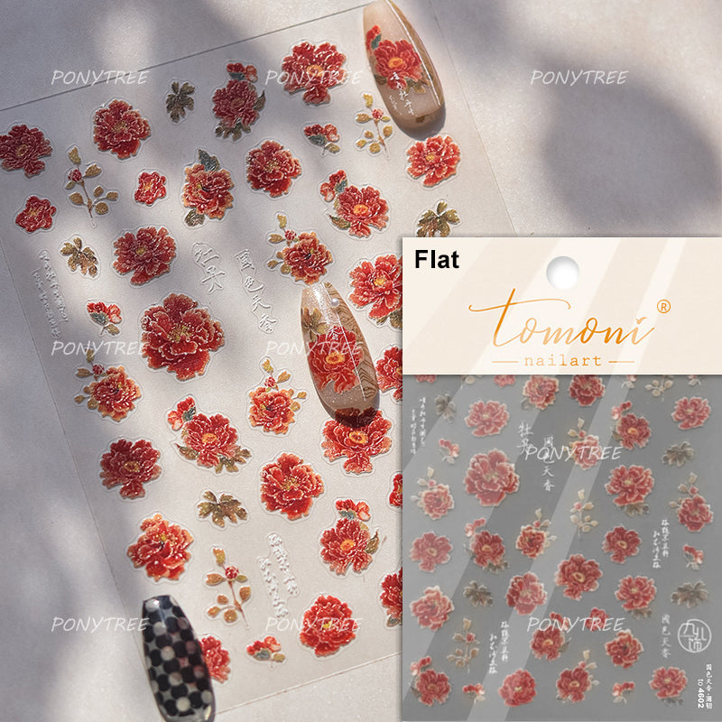 Flowers Blooming Cherry Blossom Sakura Nail Art Stickers, 5D Soft Relief Spring Adhesive Manicure Decals for a Chic