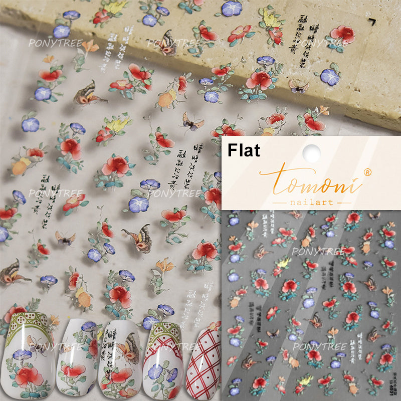 Flowers Blooming Cherry Blossom Sakura Nail Art Stickers, 5D Soft Relief Spring Adhesive Manicure Decals for a Chic