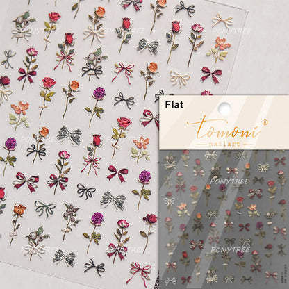 Flowers Blooming Cherry Blossom Sakura Nail Art Stickers, 5D Soft Relief Spring Adhesive Manicure Decals for a Chic