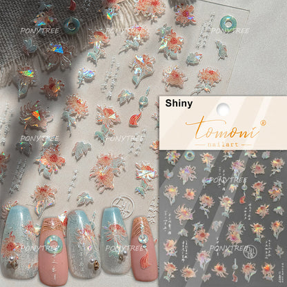 Flowers Blooming Cherry Blossom Sakura Nail Art Stickers, 5D Soft Relief Spring Adhesive Manicure Decals for a Chic