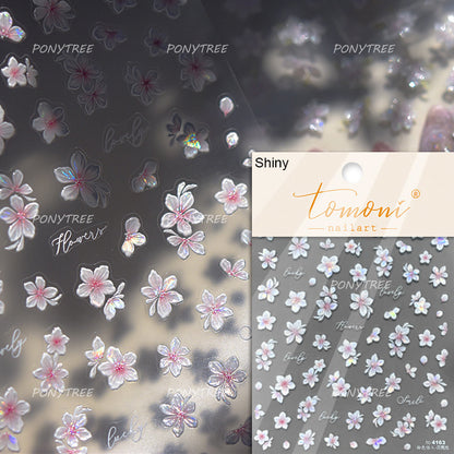 Flowers Blooming Cherry Blossom Sakura Nail Art Stickers, 5D Soft Relief Spring Adhesive Manicure Decals for a Chic