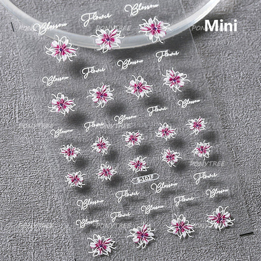 Flowers Blooming Cherry Blossom Sakura Nail Art Stickers, 5D Soft Relief Spring Adhesive Manicure Decals for a Chic