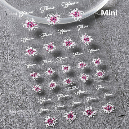 Flowers Blooming Cherry Blossom Sakura Nail Art Stickers, 5D Soft Relief Spring Adhesive Manicure Decals for a Chic