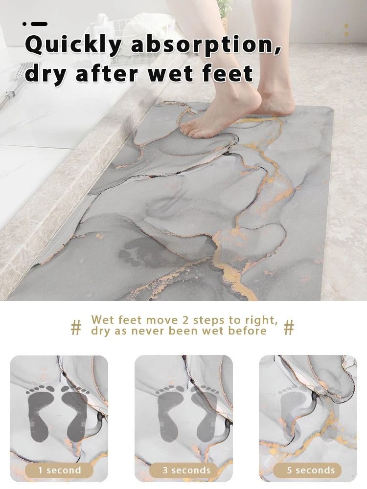 Luxury Bathroom Mat Anti Slip Super Absorbent Quick Dry Washable Rug 3