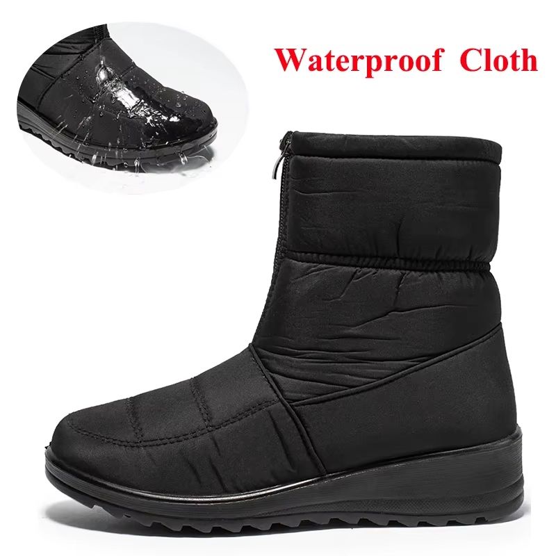 Womens Waterproof Winter Snow Boots  Warm Plush Ankle Booties With Front Zipper  NonSlip Sole 3