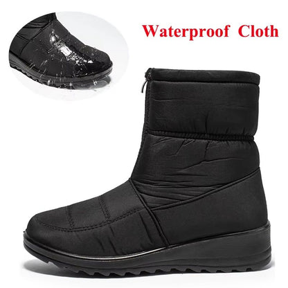 Womens Waterproof Winter Snow Boots  Warm Plush Ankle Booties With Front Zipper  NonSlip Sole 3