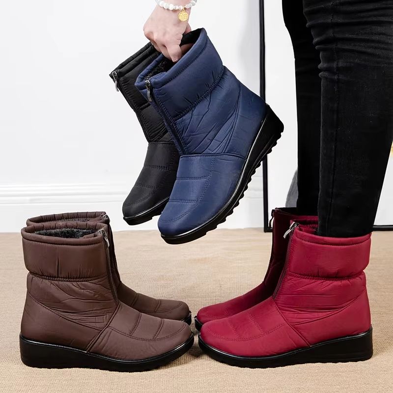 Womens Waterproof Winter Snow Boots  Warm Plush Ankle Booties With Front Zipper  NonSlip Sole 4