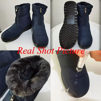 Womens Waterproof Winter Snow Boots  Warm Plush Ankle Booties With Front Zipper  NonSlip Sole 5