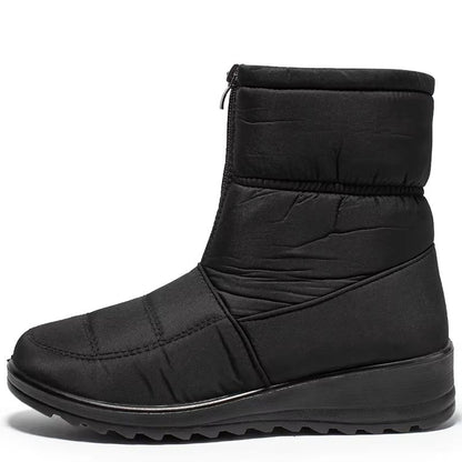 Womens Waterproof Winter Snow Boots  Warm Plush Ankle Booties With Front Zipper  NonSlip Sole 6
