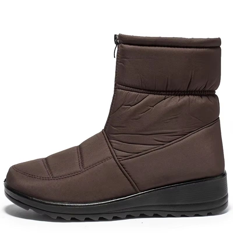 Womens Waterproof Winter Snow Boots  Warm Plush Ankle Booties With Front Zipper  NonSlip Sole 8