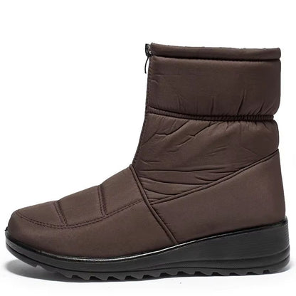 Womens Waterproof Winter Snow Boots  Warm Plush Ankle Booties With Front Zipper  NonSlip Sole 8