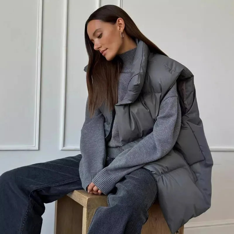 Womens Cotton Vest Jacket Sleeveless Sports Vest Casual Solid Color Outerwear Winter Warm Womens Co 2